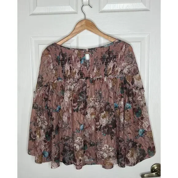 Anthropologie Akemi + Kin Women's Floral Pink Rose Patriza Blouse Size Medium - Picture 4 of 6